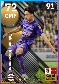Takumu Kawamura eFootball 2026 player card — 72 OVR CMF