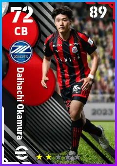 Daihachi Okamura eFootball 2026 player card — 72 OVR CB
