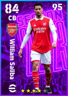 William Saliba eFootball 2026 player card — 84 OVR CB