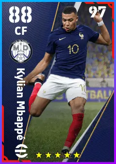 Kylian Mbappe eFootball 2026 player card — 88 OVR CF