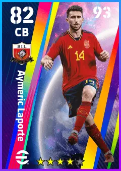 Aymeric Laporte eFootball 2026 player card — 82 OVR CB