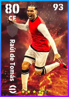 Raul de Tomas eFootball 2026 player card — 80 OVR CF