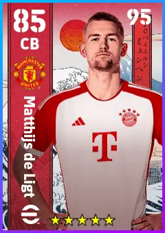 Matthijs de Ligt eFootball 2026 player card — 85 OVR CB