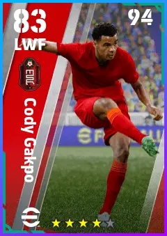 Cody Gakpo eFootball 2026 player card — 83 OVR LWF