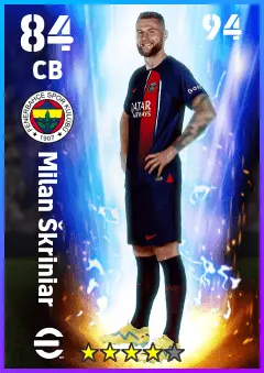 Milan Skriniar eFootball 2026 player card — 84 OVR CB