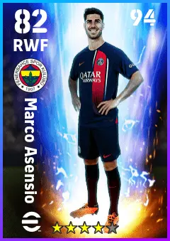 Marco Asensio eFootball 2026 player card — 82 OVR RWF
