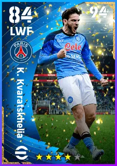 K. Kvaratskhelia eFootball 2026 player card — 84 OVR LWF