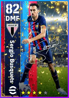 Sergio Busquets eFootball 2026 player card — 82 OVR DMF