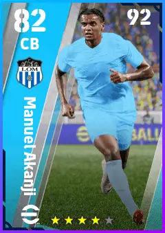 Manuel Akanji eFootball 2026 player card — 82 OVR CB
