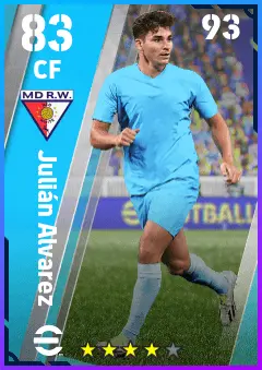 Julian Alvarez eFootball 2026 player card — 83 OVR CF