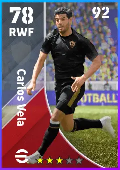 Carlos Vela eFootball 2026 player card — 78 OVR RWF