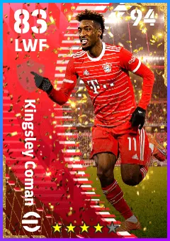 Kingsley Coman eFootball 2026 player card — 83 OVR LWF