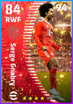 Serge Gnabry eFootball 2026 player card — 84 OVR RWF
