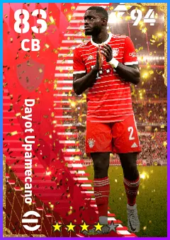 Dayot Upamecano eFootball 2026 player card — 83 OVR CB