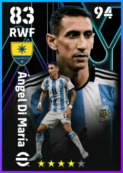 Angel Di Maria eFootball 2026 player card — 83 OVR RWF
