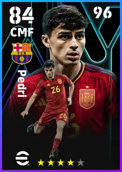 Pedri eFootball 2026 player card — 84 OVR CMF