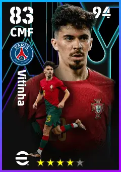 Vitinha eFootball 2026 player card — 83 OVR CMF