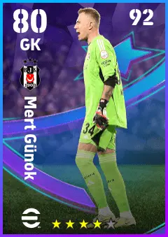 Mert Gunok eFootball 2026 player card — 80 OVR GK
