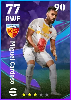Miguel Cardoso eFootball 2026 player card — 77 OVR RWF