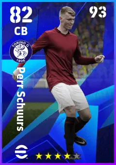 Perr Schuurs eFootball 2026 player card — 82 OVR CB
