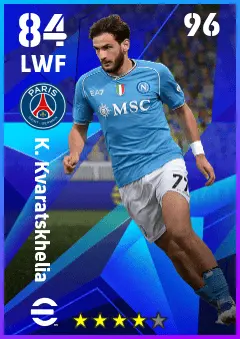 K. Kvaratskhelia eFootball 2026 player card — 84 OVR LWF