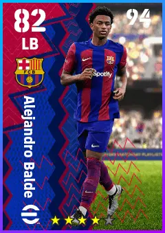 Alejandro Balde eFootball 2026 player card — 82 OVR LB