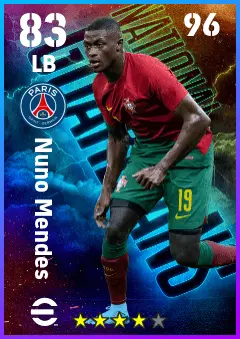 Nuno Mendes eFootball 2026 player card — 83 OVR LB