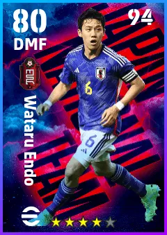 Wataru Endo eFootball 2026 player card — 80 OVR DMF