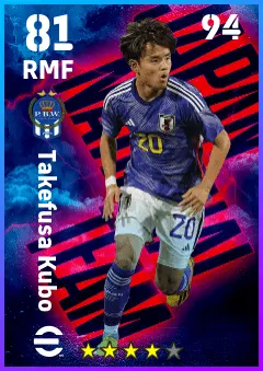 Takefusa Kubo eFootball 2026 player card — 81 OVR RMF