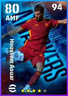 Houssem Aouar eFootball 2026 player card — 80 OVR AMF