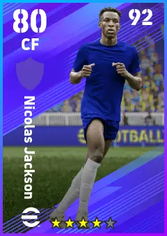 Nicolas Jackson eFootball 2026 player card — 80 OVR CF