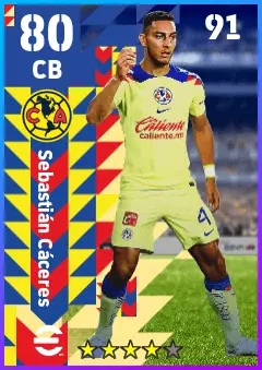 Sebastian Caceres eFootball 2026 player card — 80 OVR CB