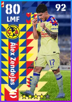 Alex Zendejas eFootball 2026 player card — 80 OVR LMF