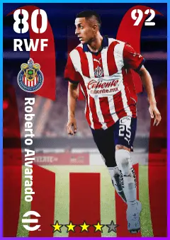 Roberto Alvarado eFootball 2026 player card — 80 OVR RWF