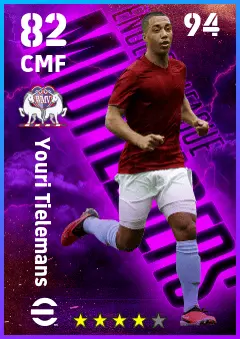 Youri Tielemans eFootball 2026 player card — 82 OVR CMF