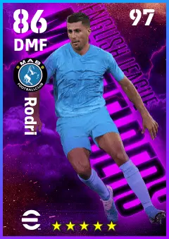 Rodri eFootball 2026 player card — 86 OVR DMF