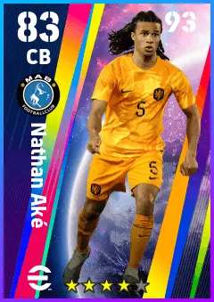 Nathan Ake eFootball 2026 player card — 83 OVR CB