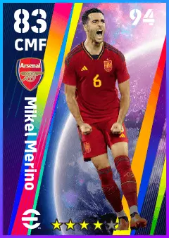 Mikel Merino eFootball 2026 player card — 83 OVR CMF