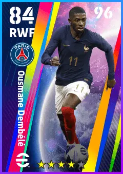 Ousmane Dembele eFootball 2026 player card — 84 OVR RWF