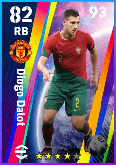 Diogo Dalot eFootball 2026 player card — 82 OVR RB