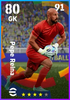 Pepe Reina eFootball 2026 player card — 80 OVR GK