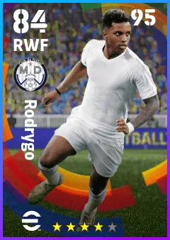Rodrygo eFootball 2026 player card — 84 OVR RWF