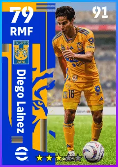 Diego Lainez eFootball 2026 player card — 79 OVR RMF