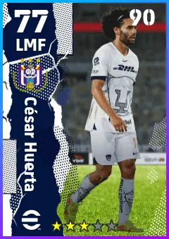Cesar Huerta eFootball 2026 player card — 77 OVR LMF
