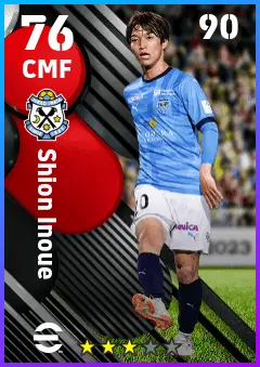 Shion Inoue eFootball 2026 player card — 76 OVR CMF