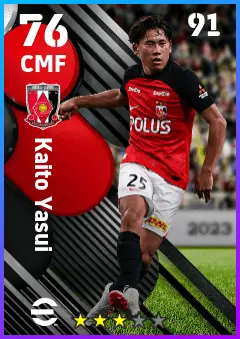 Kaito Yasui eFootball 2026 player card — 76 OVR CMF