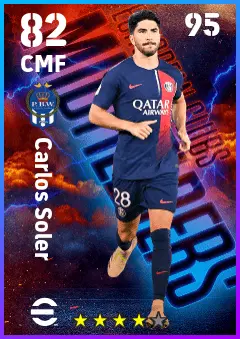 Carlos Soler eFootball 2026 player card — 82 OVR CMF