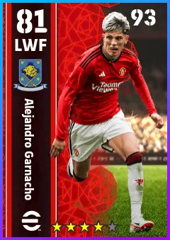 Alejandro Garnacho eFootball 2026 player card — 81 OVR LWF