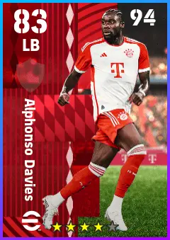 Alphonso Davies eFootball 2026 player card — 83 OVR LB