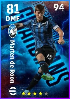 Marten de Roon eFootball 2026 player card — 81 OVR DMF